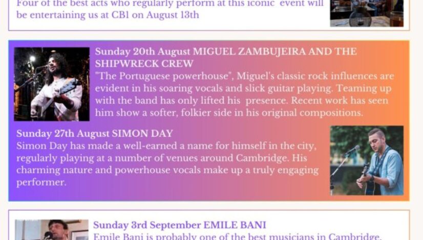 Music schedule Aug
