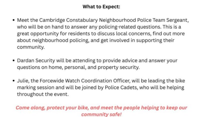 Bike Marking and Police Drop-In